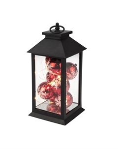 Фонарь 513-063 1534892, 14х14х27см с шариками тепл. бел. корпус черный Neon-night