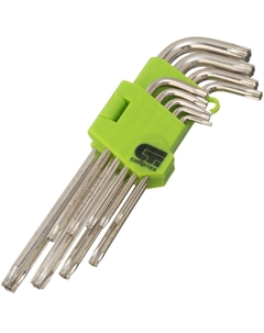 Набор ключей имбусовых 12322 Tamper-Torx, 9 шт., TT10-ТT50, 45x, закаленные, удлиненные, никель Сибртех