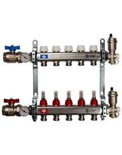 Коллектор SMS 0907 000005 из нержавеющей стали в сборе с расходомерами, 5 выходов Stout