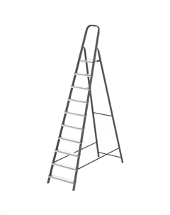 Стремянка 97960 10 ступеней, стальной профиль, алюминиевые ступени, Россия Сибртех