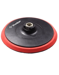 Тарелка опорная "Мастер" 35782-180, пластиковая для УШМ под круг на липучке, мягкая полиуретановая прокладка, d 180 мм, М14 Зубр