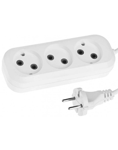 Удлинитель электрический 55031-3, ПВС сечение 0,75кв мм, 3 гнезда, макс мощн 1300Вт, 3м Сибин