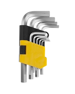 Набор ключей "MASTER" 2740-H9, имбусовые короткие, Cr-V, сатинированное покрытие, пластик. держатель, HEX 1,5-10мм, 9 пред Stayer