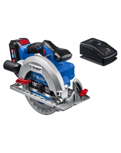 Пила циркулярная бесщеточная Профессионал CPB-190-41 (20 В, 190 мм, 4 Ач, макс глубина пропила под углом 90 65 мм) Зубр