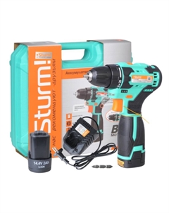 Аккумуляторный шуруповерт CD3514BL (max крутящий момент 38 нм, напряжение 14.4 v) Sturm!