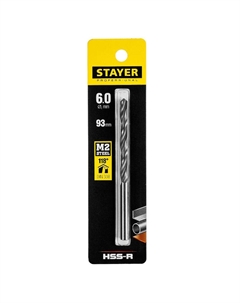 Сверло по металлу 29602-6 HSS-R 6.0х93мм Stayer