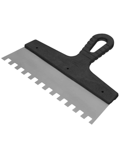 Шпатель 85500, из нержавеющей стали, 250мм, зуб 10х10мм, пластмассовая ручка Сибртех