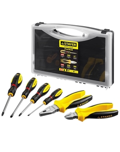 Набор слесарно-монтажного инструмента "PROFI" ULTRA 2202-H6, 4 отвертки, плоскогубцы и бокорезы, 6 предмета Stayer