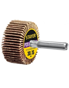 Круг шлифовальный лепестковый 36606-120, на шпильке, P120, 30х15 мм Stayer