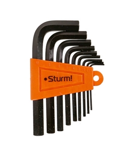 Набор шестигранных ключей 1045-04-9x9, 1,5-10 мм, CrV, 9 шт, короткие Sturm!