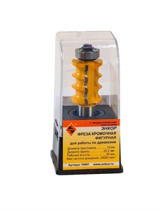 Фреза кромочная фигурная 10691, Ø 22.2х26 мм, R 3 мм, хвостовик 12 мм, по дереву Энкор
