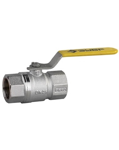 Кран шаровой 4-51720-C-1, полнопроход газовый "мама-мама", ручка, хромиров латунь, 1" Зубр