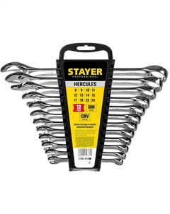 Ключи "MASTER" 27085-H12, гаечный комбинированный, хромированный, 8-24 мм, 12 шт Stayer