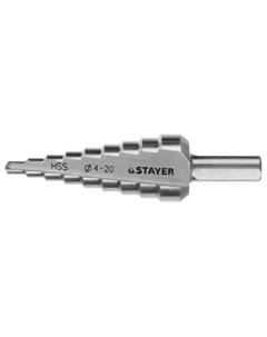 Сверло по сталям и цветным металлам "MASTER" 29660-4-20-9 (ступенчатое, сталь HSS, d=4-20мм, d 4-20, L-75 мм) Stayer