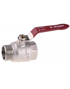 Кран шаровой 51351-N-1, 1" полнопроходной "мама-папа", ручка, никелированная латунь Зубр