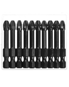 Биты "ПРОФИ" 26023-3-50-S10, Pozidrive, тип хвостовика E 1/4", PZ3, 50мм, 10шт, в пластиковом боксе, на карточке Зубр