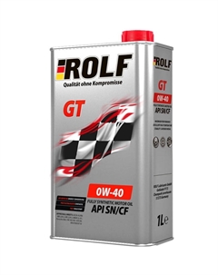 Масло моторное GT SAE 0W-40 9333286, API SN/CF, ACEA A3/B4, синтетическое, для двигателей, 1 литр Rolf