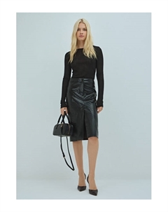 Юбка миди из искусственной кожи, Черный Ostin