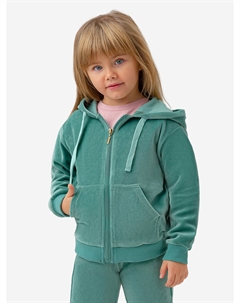 Толстовка велюровая с капюшоном зеленая, Мультицвет Button blue