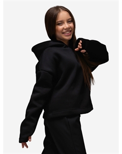 Толстовка из футера с начесом для девочки, Черный Looklie