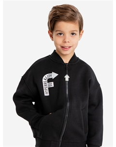 Бомбер на молнии с принтом и шевронами чёрный для мальчика, Черный Button blue