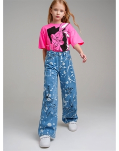 Брюки текстильные джинсовые для девочек Playtoday tween
