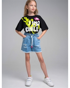 Шорты текстильные джинсовые для девочек Playtoday tween