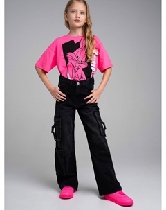 Брюки текстильные джинсовые для девочек Playtoday tween