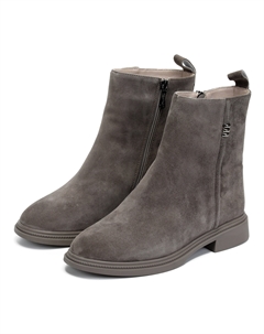 Серые зимние полусапоги из натурального велюра Respect