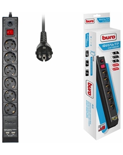 Сетевой фильтр BU-SP3_USB_2A-B 3м 6 розеток черный коробка Buro