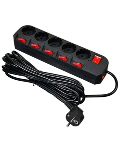 Сетевой фильтр 500SH-1.8-SW-B 1.8 м, 5 розеток, черный Buro