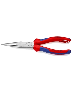 Длинногубцы KN-2612200TBK, с режущими кромками, 200 мм, фосфатированные, двухкомпонентные ручки, проушина для страховки Knipex