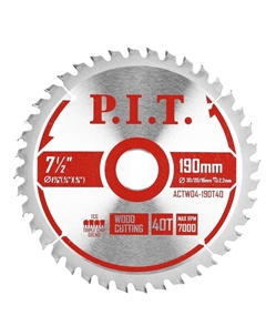 Диск пильный ACTW04-190T40, 190x30/20/16x2 мм, 40T P.i.t.