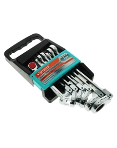 Набор ключей комбинированных трещоточных шарнирных ! 1045-04-S2 (7 шт.) Sturm!