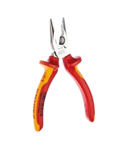 Плоскогубцы комбинированные остроконечные с удлинёнными губками KN-0826145 VDE, 145 мм, хром, 2-комп ручки Knipex