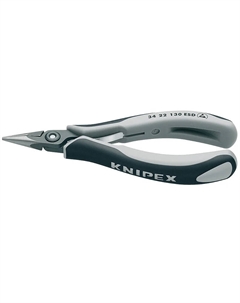 Плоскогубцы захватные прецизионные для электроники KN-3452130ESD ESD, плоскокруглые губки с насечкой, 130 мм, 2-компонентные Knipex