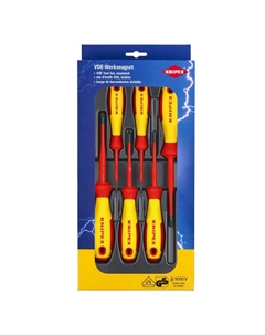 Набор отвёрток KN-002012V05, VDE, диэлектрических, с узким концом, 6 предметов, SL2.5/4, PlusMinus: PH/S 1/2, PZ/S 1/2 Knipex