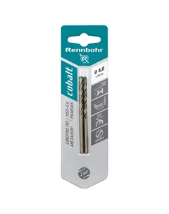 Сверло по металлу COBALT 4,0х75мм 2шт Rennbohr