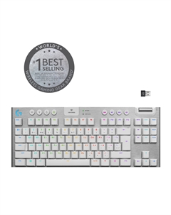 Клавиатура беспроводная G915 TKL White, механическая, GL Tactile, подсветка, Bluetooth / USB, белый/серебристый (920-009664_ru) Logitech