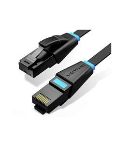 Патч-корд UTP кат.6, 2 м, RJ45-RJ45, черный, плоский, (IBJBH) Vention