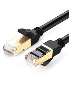 Патч-корд FFTP кат.7, 2 м, RJ45-RJ45, черный, CU, экранированный, NW107 (11269) Ugreen