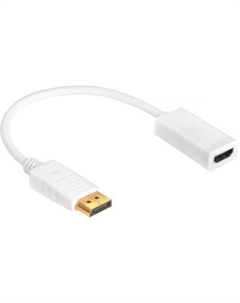 Кабель DisplayPort(20M)-HDMI(19F) v1.2/v1.4 4K, экранированный, 20 см, белый (-ADP2MHDW) Gcr