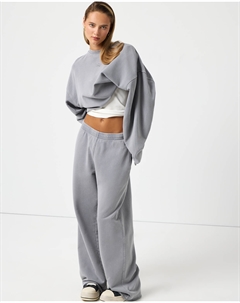 Спортивные брюки из вареного хлопка серо-голубого цвета 2mood