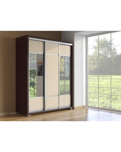 Шкаф Шкаф-купе 3х дв Orma Soft 2 (2 зеркала) (Экокожа Коричневый с бежевым) 177x60 Орматек