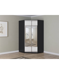 Шкаф Угловой шкаф Como/Veda (ЛДСП Черная+экокожа Черный/Белый) 124x62 Орматек