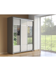 Шкаф Шкаф-купе 3х дв Orma Soft 2 (2 зеркала) (Экокожа Серый с белым) 177x60 Орматек