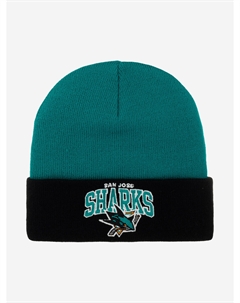 Шапка с отворотом MITCHELL NESS EU349-ARCHED-TEAL San Jose Sharks NHL (голубой), Голубой Mitchell and ness