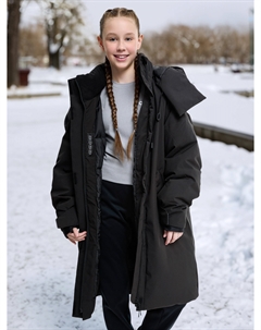 Пальто утепленное для девочек, Черный Oldos