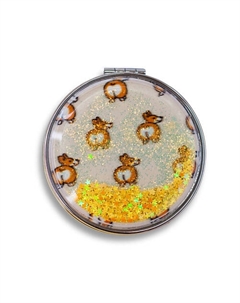 Зеркало складное "Our design cute corgi yellow" с увеличением Ilikegift