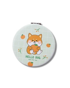 Зеркало складное "Hello dog Corgi orange green" с увеличением Ilikegift